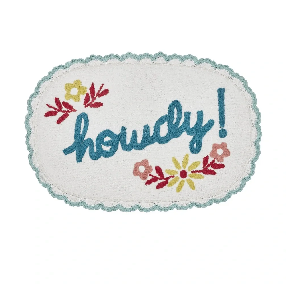 The Pioneer Woman floral rug HOWDY Arctic White cotton 20X32 NEW